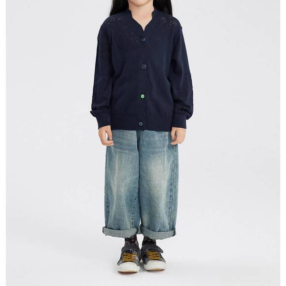 NEW JNBY kids lace insert cardigan in navy - Picture 1 of 5